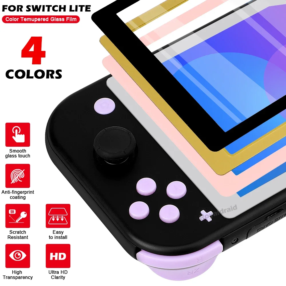 Protector de pantalla colorido para Nintendo Switch Lite Game Consol Premium transparente HD Protector de vidrio templado transparente antiarañazos - imagen 4