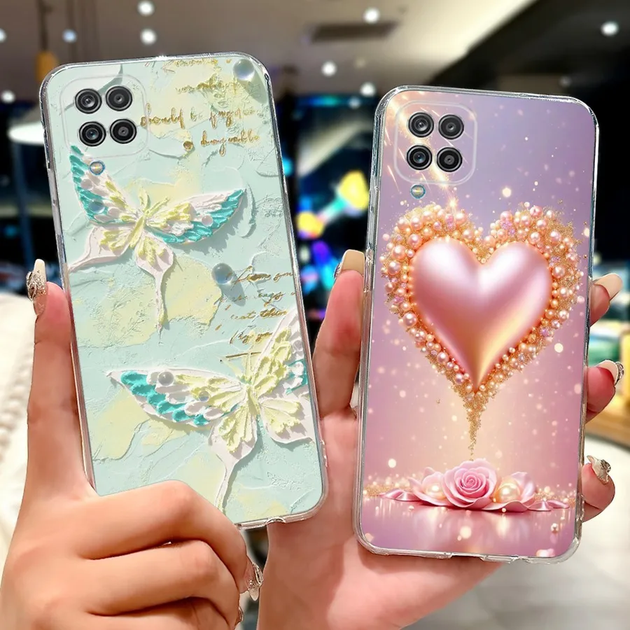 Para Samsung Galaxy A12 M12 F12 A32 4G 5G Funda mariposa flor suave silicona TPU teléfono Funda Shell para SamsungA12 A 32 bolsas de teléfono - imagen 2