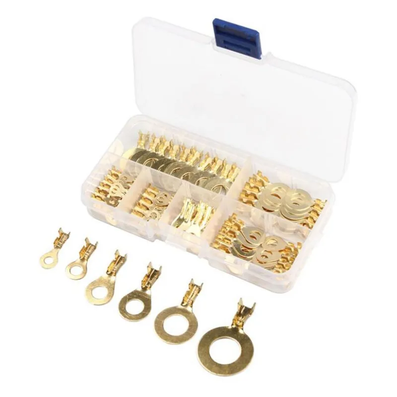 150 unids/set bloque de terminales redondo DJ431 terminales de terminales tipo O conector prensado en frío lengüeta de cobre cableado conjunto de combinación de nariz - imagen 5