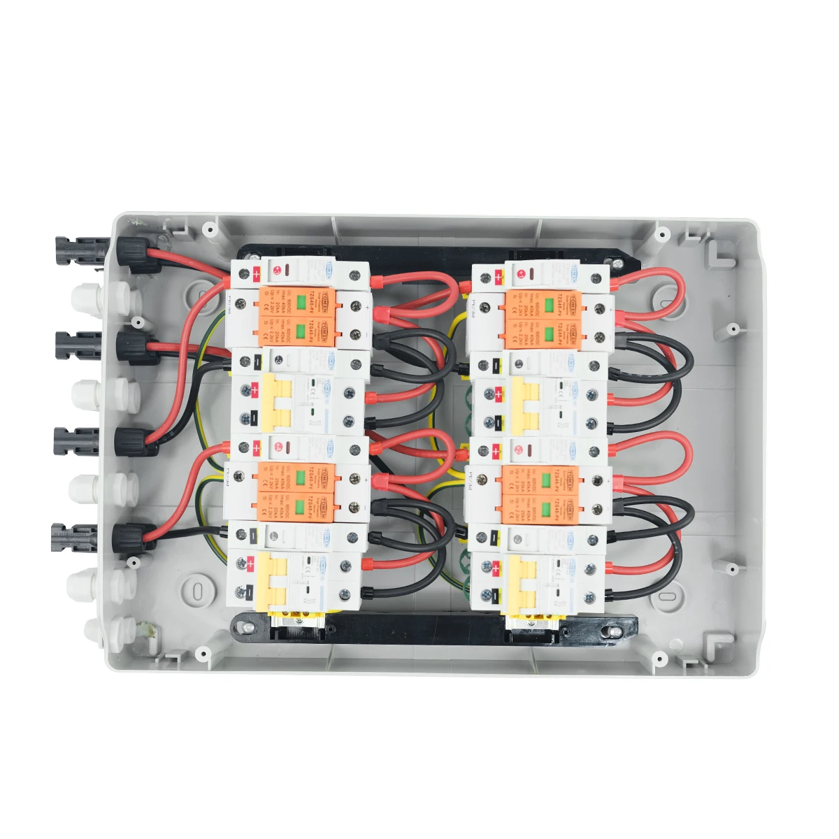 Caja combinadora fotovoltaica Solar con protección contra rayos, 4 entradas, 4 salidas, CC, 600V, fusible MCB SPD, caja impermeable IP65 de 24 vías - imagen 5