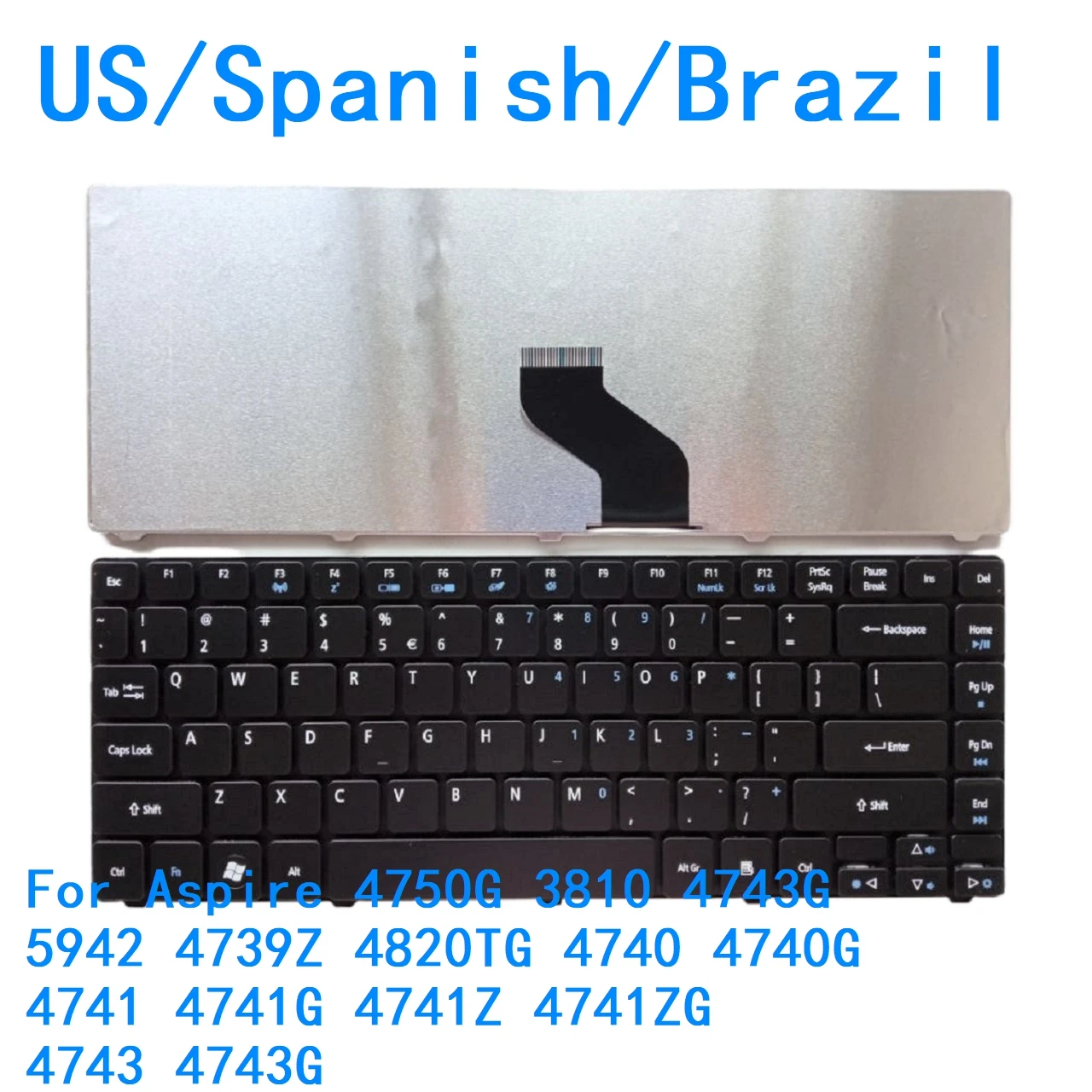 Nuevo teclado estadounidense español Brasil para Acer Aspire 4750G 3810 4743G 5942 4739Z 4820TG 4740 4740G 4741 4741G 4741Z 4741ZG 4743 4743G