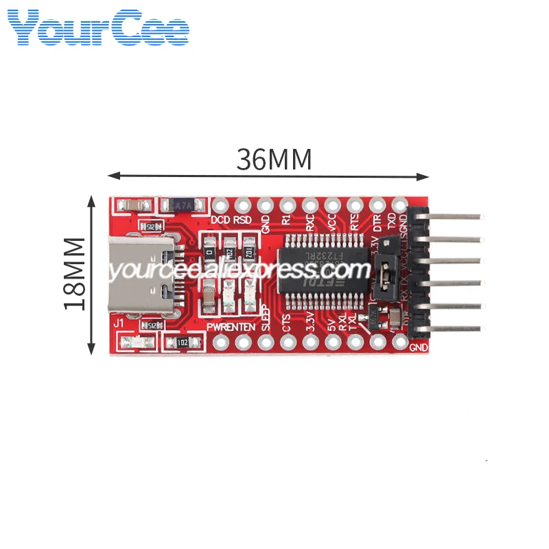 Placa de conversión de módulo de puerto serie USB a TTL FT232RL, compatible con línea de cepillo de quemador de descarga de 3,3 V y 5V, tipo C/ini, 5 uds./1 ud. - imagen 3