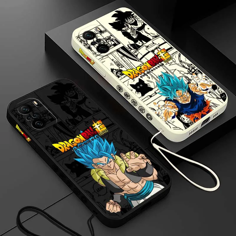 D-Dragon Ball Saiyan Anime Art Cover para Xiaomi Redmi Note 14 13 12 11 10 9 8 Pro Plus 4G 5G funda de teléfono con cuerda izquierda líquida