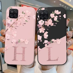 Funda Silicona Samsung Galaxy A12 5G Flor Rosa Antigolpes