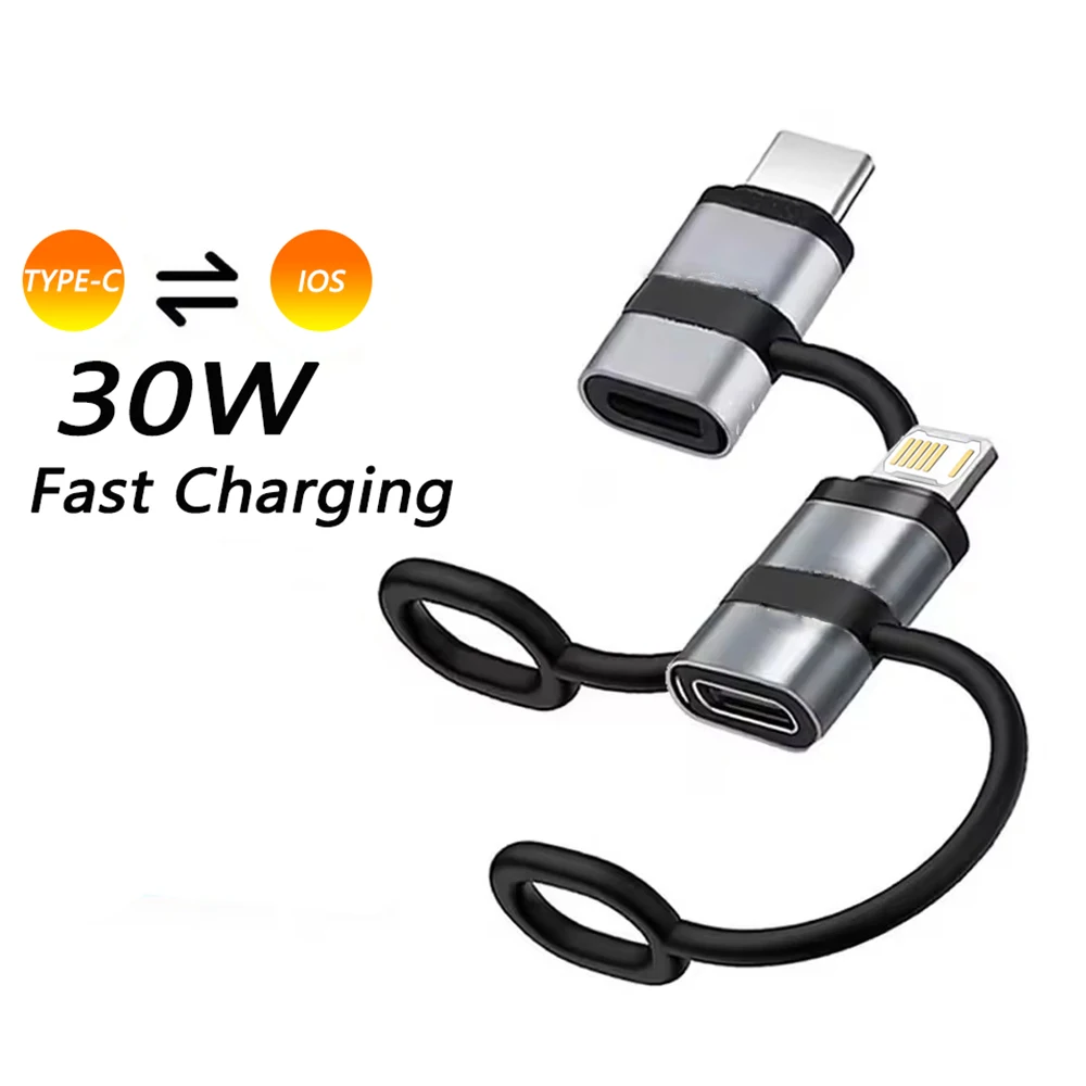 Adaptador PD30W USB C a iOS, convertidor tipo C macho a hembra Lightning para iPhone 14 13 12 11 Pro Max Macbook iPad carga rápida