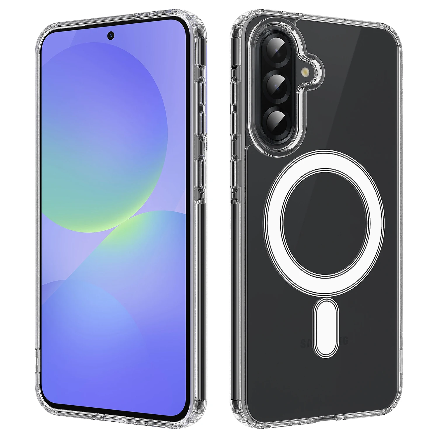 Funda para Samsung A17 5G Magsafe acrílica magnética transparente totalmente envolvente cubierta dura a prueba de arañazos para Samsung A17 5G