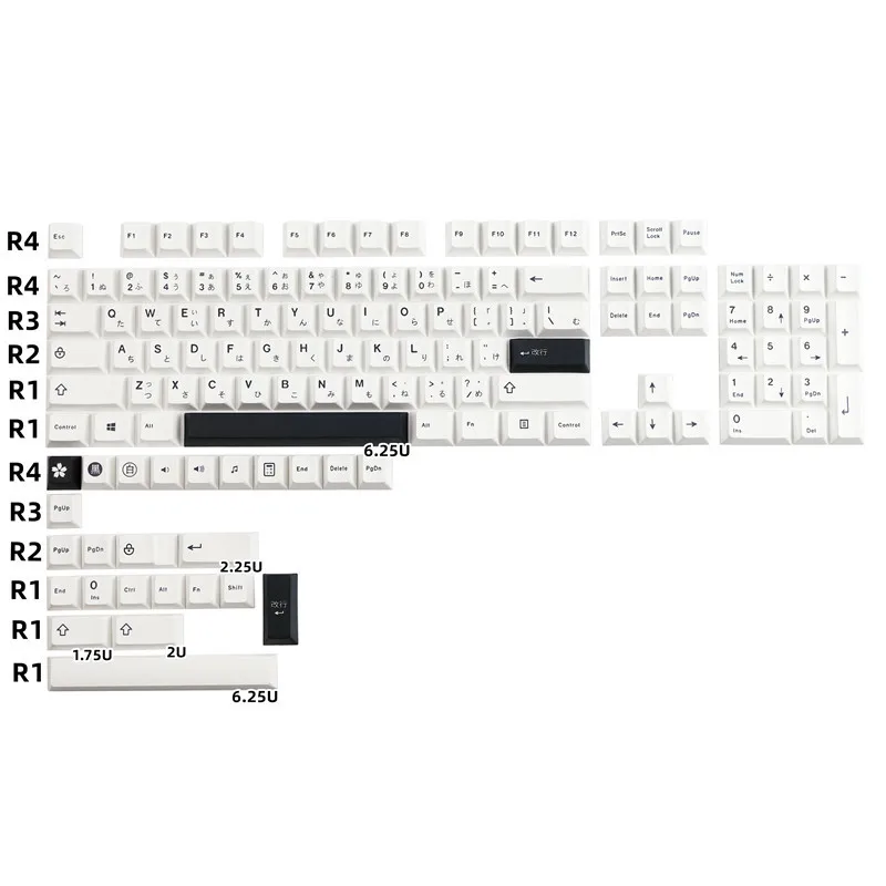 129 teclas/juego GMK BOW, teclas minimalistas en blanco y negro, teclas de sublimación de tinte PBT, teclas japonesas con perfil de cereza con cambio 1.75u 2u