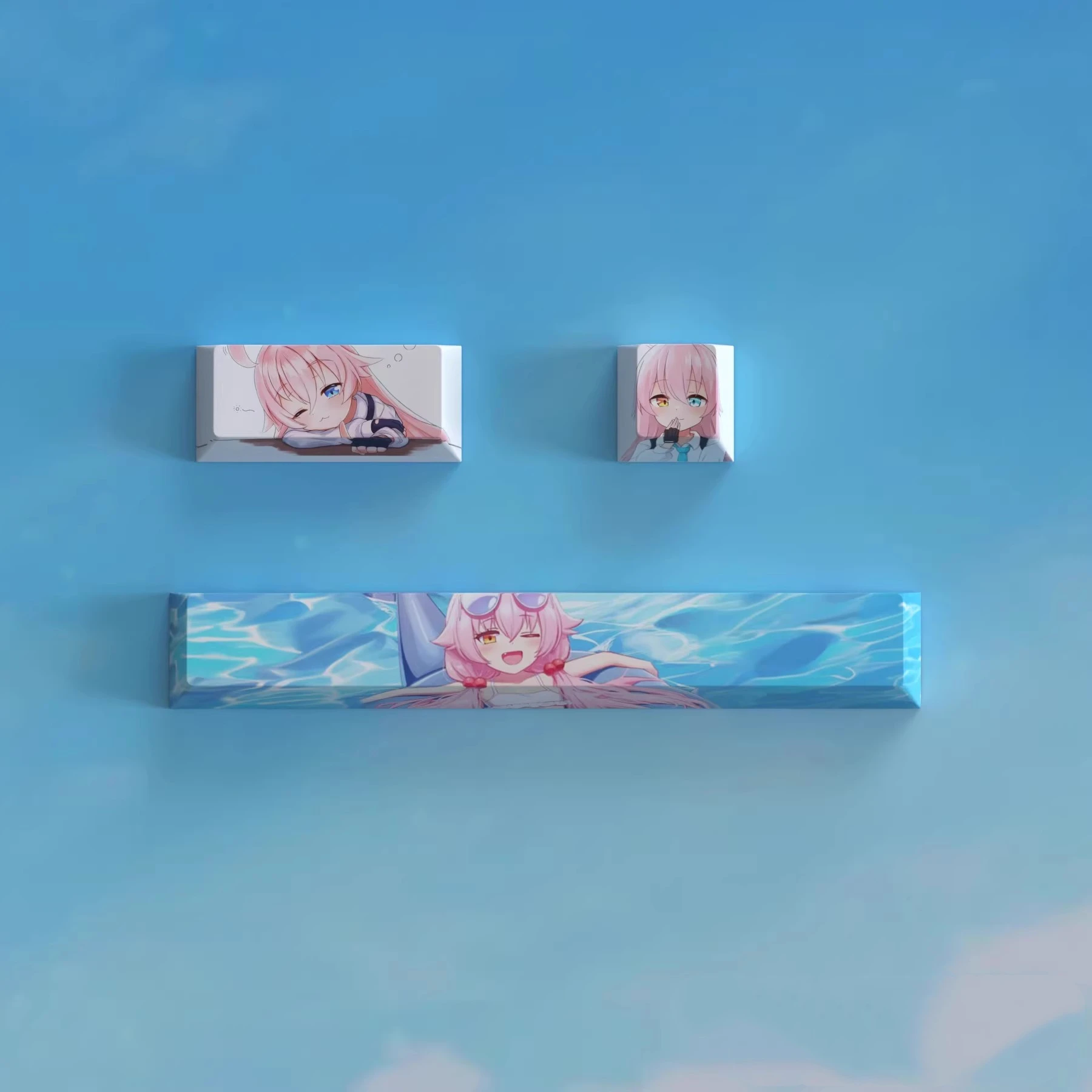 Juego de 3 teclas de archivo azul, barra espacial 6.25U ESC 2.25U, teclas de entrada, subcama de tinte PBT, juegos de dibujos animados de Anime, perfil de cereza - imagen 5