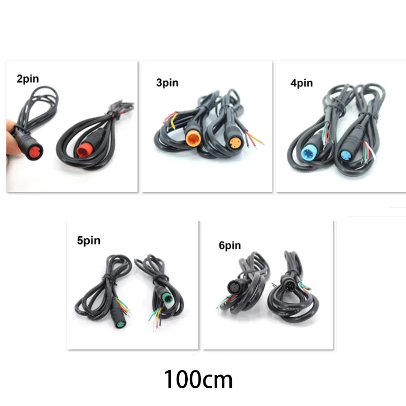 20cm 100cm 2pin 3pin 4pin 5pin 6pin M8 Cable macho hembra Cable conector de extensión bicicleta eléctrica impermeable Ebike Cable A7 - imagen 4