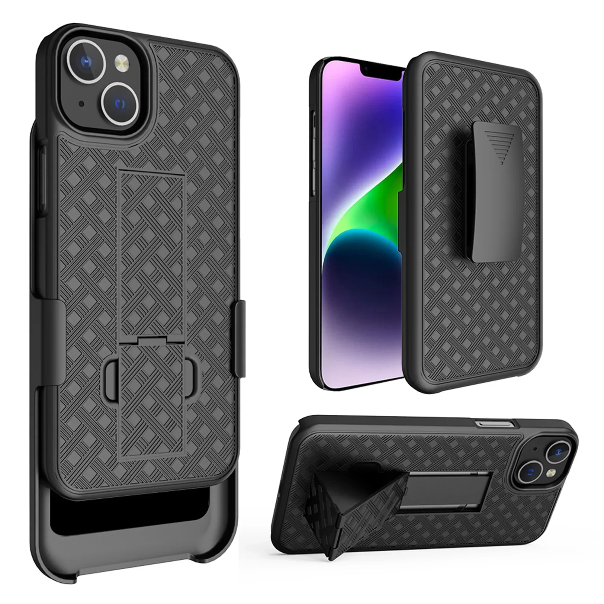 Funda combinada de carcasa dura 2 en 1, funda de teléfono con Clip para cinturón para IPhone 17 Air 16 Pro Max 15 Plus 14 13 12 Mini 11 Pro - imagen 3