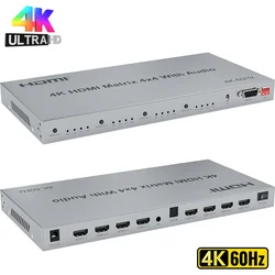 Conmutador Matriz HDMI 4x4 con Audio 4K/60Hz Compatible EDID RS232