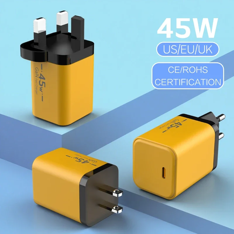 Cargador GaN de 45W, carga rápida tipo C, adecuado para teléfonos Android Apple Xiaomi Huawei Sumsang, cargador adaptador UE/REINO UNIDO/EE. UU., nuevo 2025 - imagen 5