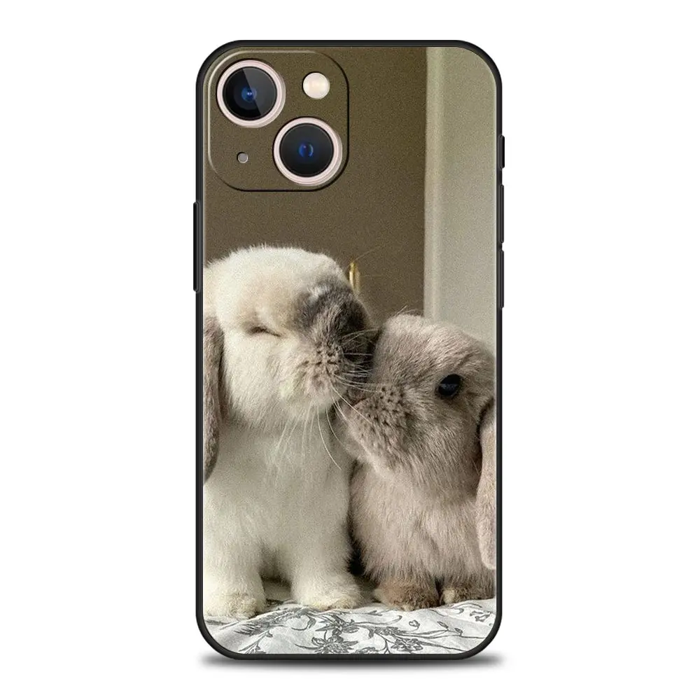 Funda de teléfono con bonitos conejos blancos para iPhone 16 13 15 14 12 11 Pro MAX XR X SE XS 7 8 Plus, funda suave de TPU - imagen 2