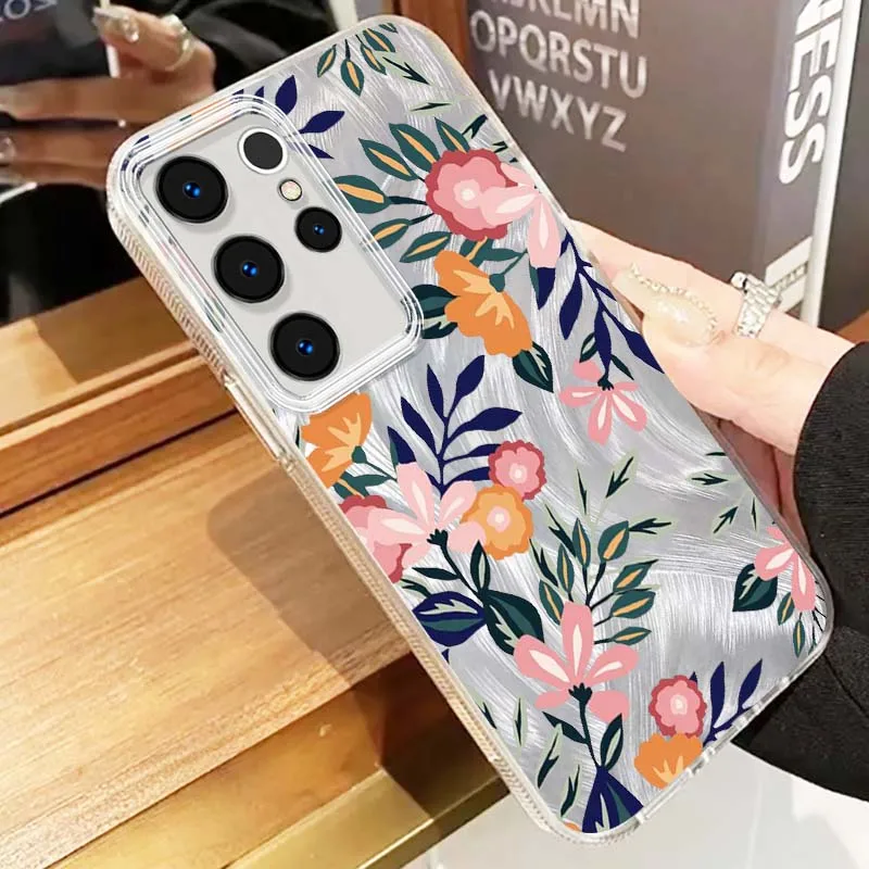 Patrón de flores coloridas para Samsung Galaxy A56 A73 A72 A71 A55 A54 A53 A52 A35 A34 A33 A31 funda de teléfono con textura de plumas - imagen 4