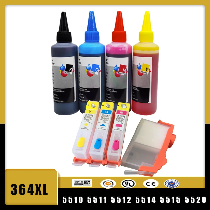 Vilaxh-cartucho de tinta recargable para impresora HP, recambio para impresora HP 364 xl Photosmart 5510, 5511, 5512, 5514, 5515, 5520, 5522, 6510, 6515, 364xl - imagen 2