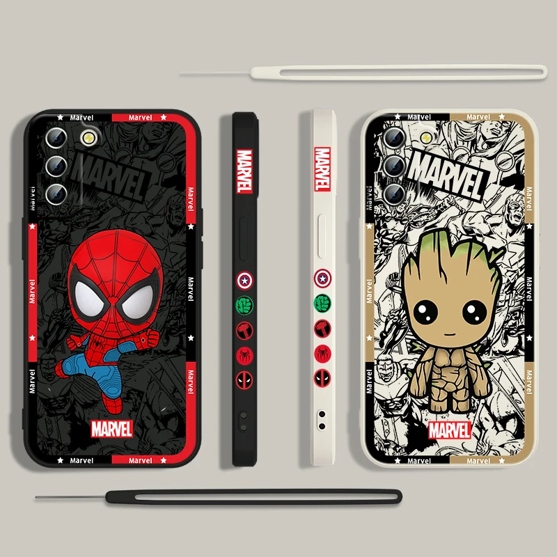 Funda de teléfono Marvel Spiderman Groot para Samsung Galaxy S24, S23, S22, S21, S20 Pro FE Plus, Ultra Liquid Left Rope Cover - imagen 4