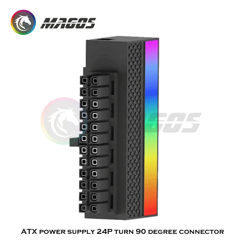 Adaptador PSU de 24 pines, conector de codo de 90 grados, embellece el cableado, convertidor de dirección de giro en ángulo recto, 5V ARGB, negro/blanco - imagen 4