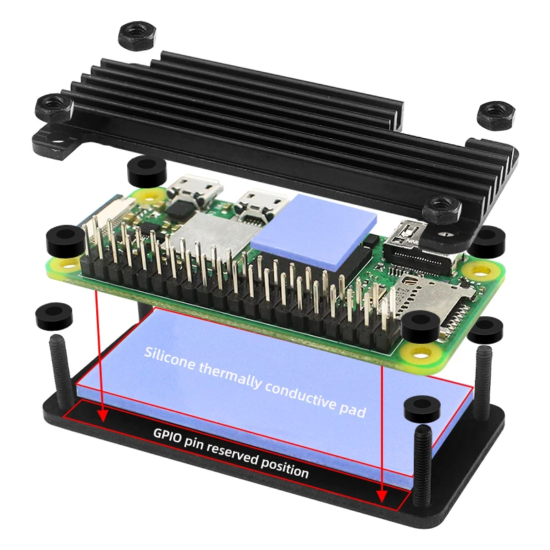 Raspberry Pi Zero 2 W Caja Aluminio Blindada Disipador Térmico Pasivo - imagen 2
