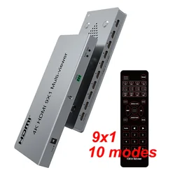Divisor Multivisor HDMI 4K 9 Entradas – Conmutador Seamless Quad/Dual View