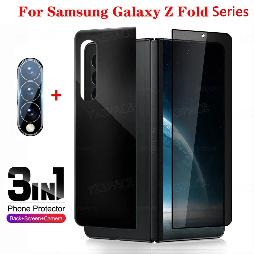 Lente de cámara 3D frontal y trasera, vidrio templado antiespía para Samsung Galaxy Z Fold SE 6 5 4 3 2 W25 W24 W23 W22 Protector de pantalla - imagen 2