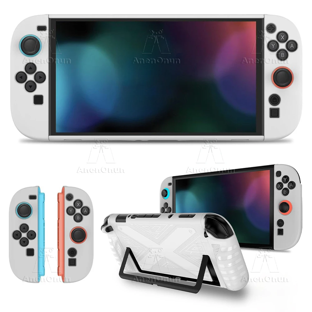Switch 2 TPU+PC Funda dividida Protección integral A prueba de golpes Antiarañazos Durable Carcasa suave Agarre antideslizante Cubierta completa Piel - Blanco