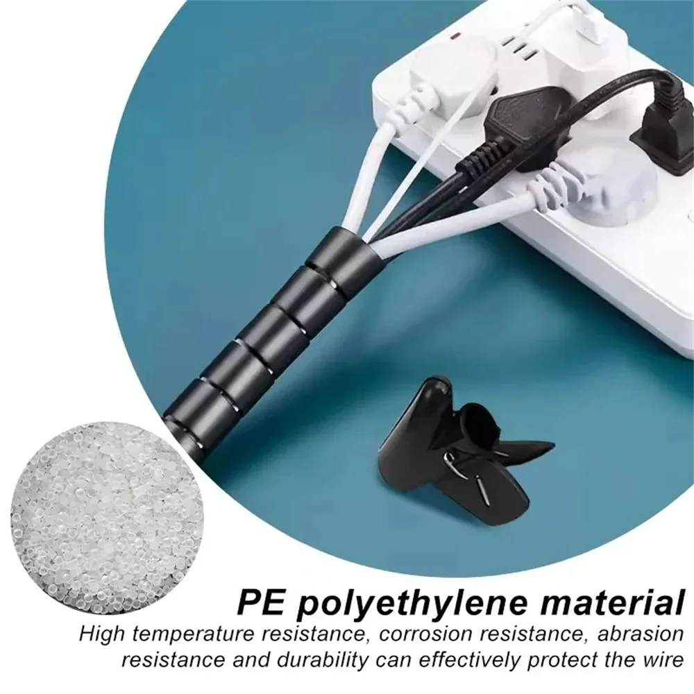 Organizador de cables de 2M, Protector de cables en espiral Flexible Universal, Cable de datos de ordenador, Clip de tubo Protector, herramienta de gestión ordenada de escritorio - imagen 5