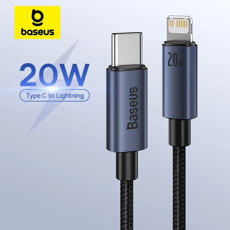Cable Baseus USB C de 20W para iPhone 14 13 12 11 Pro Max XS Xr Cable de carga rápida para iPhone iPad Cable para iPad Macbook