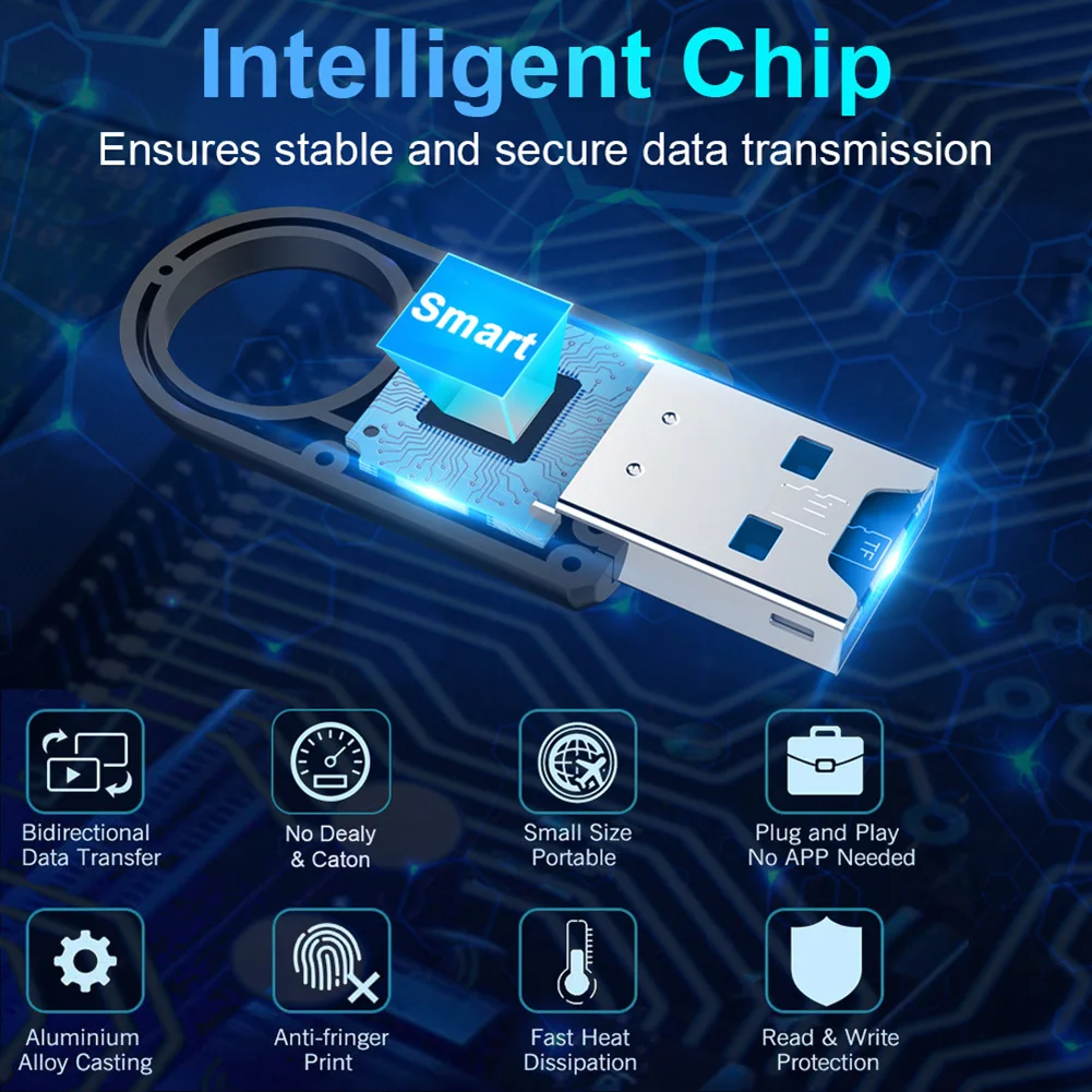 Adaptador de lector de tarjetas de memoria USB 3,0, concentrador adaptador de tarjeta de memoria Flash de alta velocidad para TF SD, PC, ordenador y portátil, 1-5 uds. - imagen 2