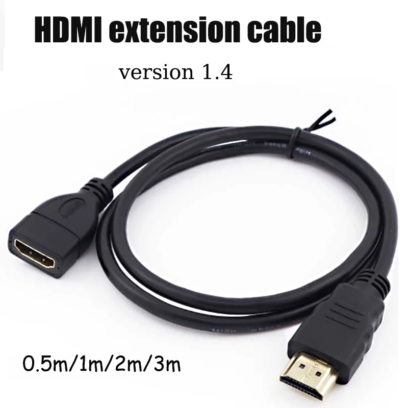 Cable de extensión HDMI macho y hembra, adaptador de vídeo de alta definición, Conector de puerta larga, versión 1,4, 0,5 m/1m/2m/3m, 1 piezas - imagen 2