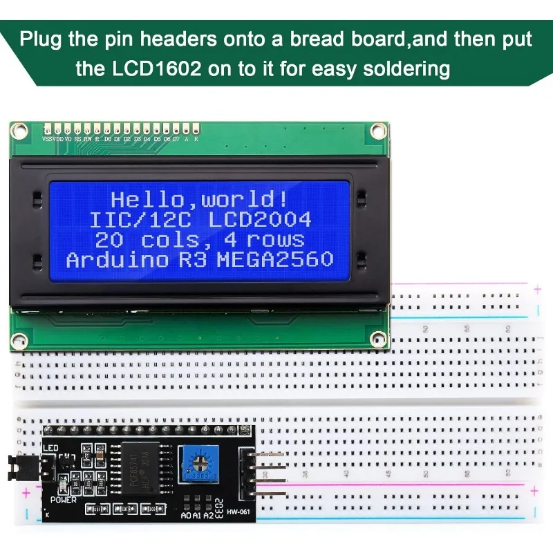 8 Uds IIC TWI I2C LCD 1602/LCD 2004 adaptador de interfaz serie y retroiluminación de pantalla de módulo LCD Compatible con Arduino R3 MEGA2560 - imagen 5