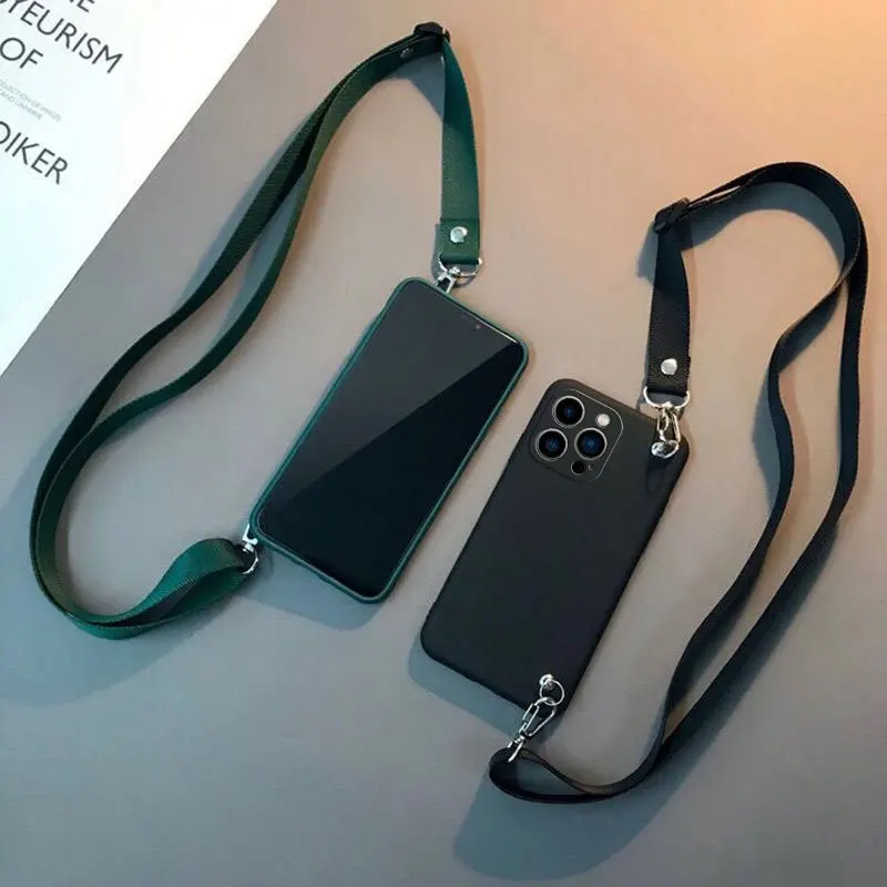 Funda de silicona con cordón y collar cruzado para iphone 17 Air 16 16e 15 14 Plus 13 12 11 Pro Max, funda trasera suave - imagen 4