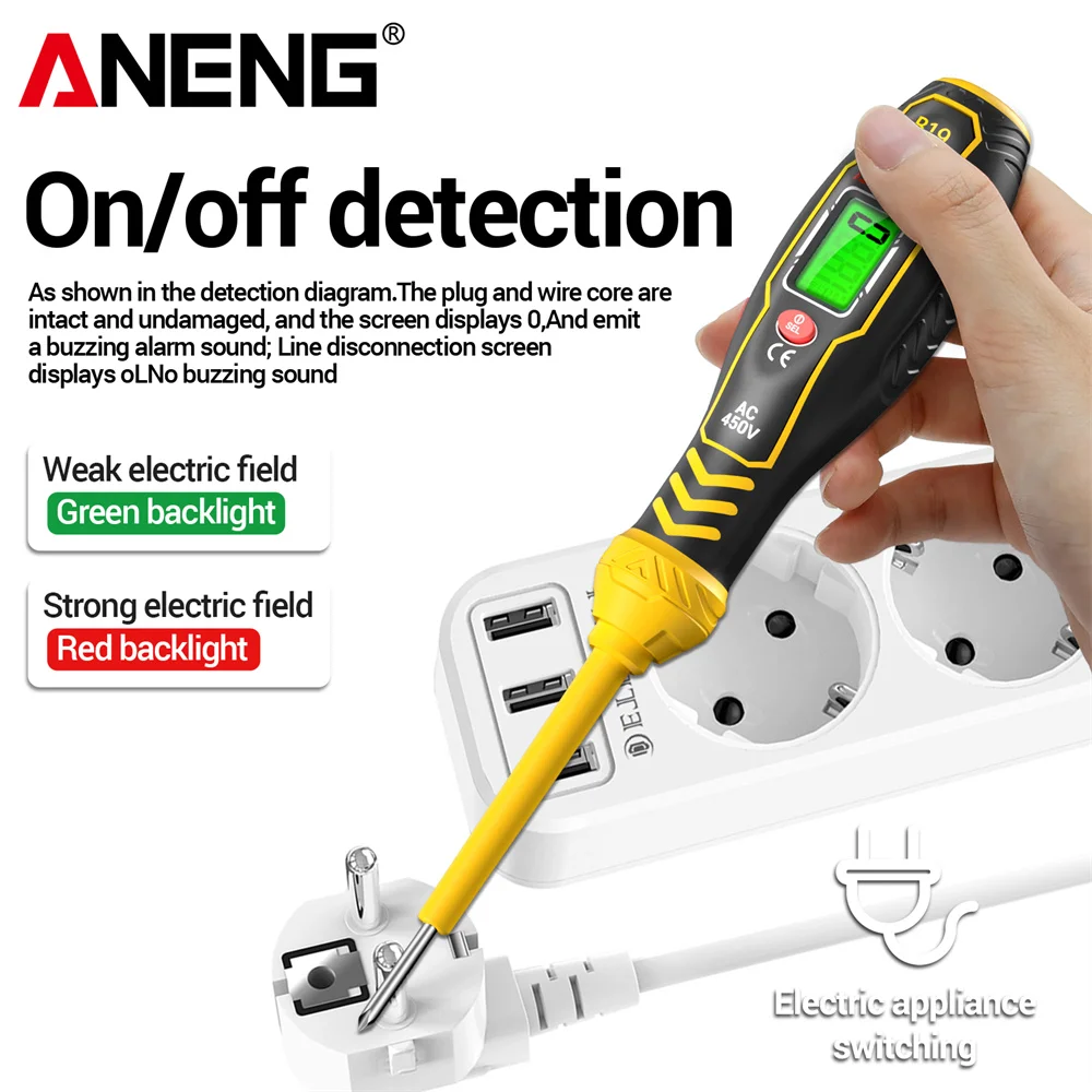 ANENG B19 pluma probadora 30-1000V medidor Detector de voltaje voltímetro zumbador alarma prueba sin contacto herramientas de buscador de punto de interrupción de diagnóstico - imagen 3