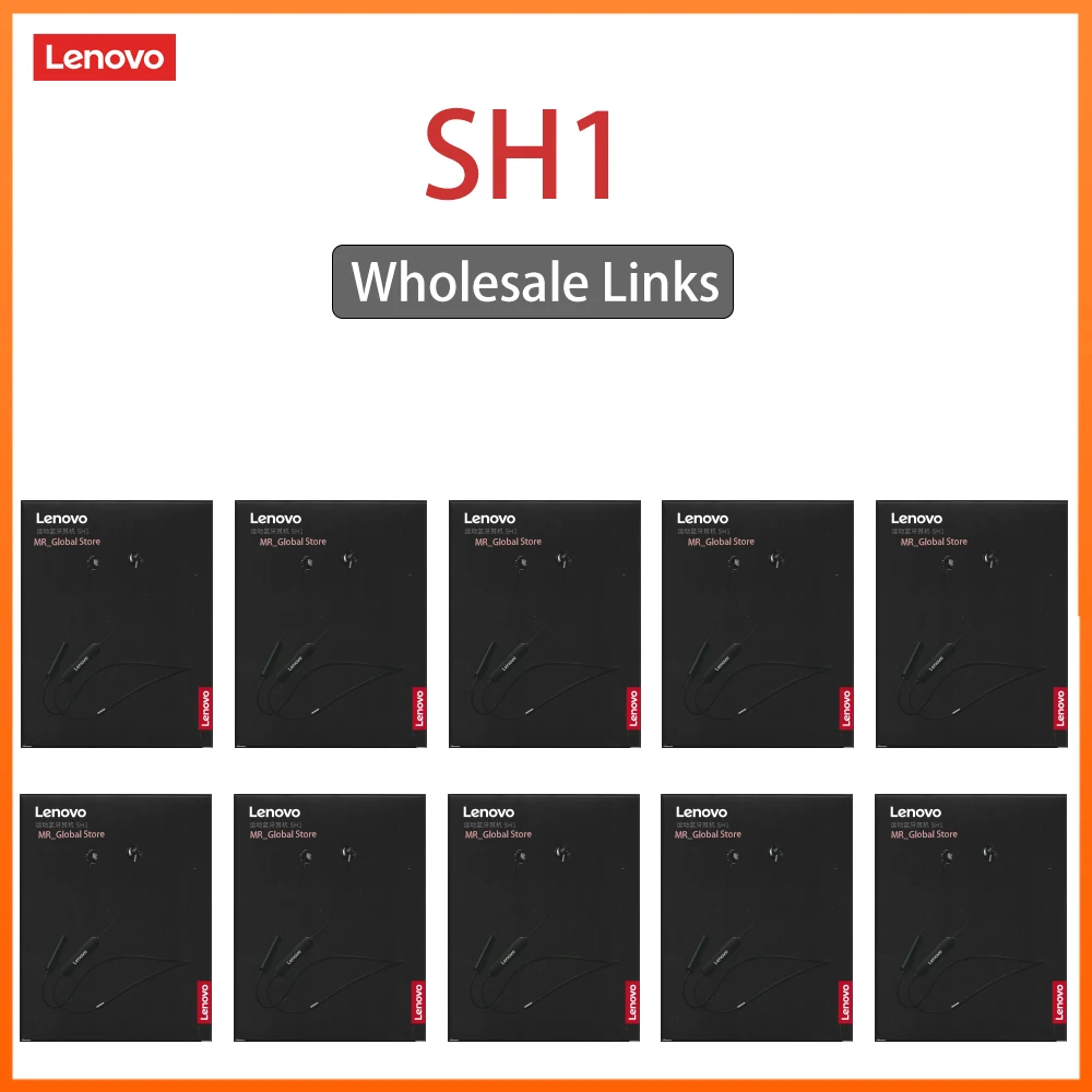 Lenovo-auriculares inalámbricos SH1 con Bluetooth, dispositivo de audio deportivo con banda magnética para el cuello y micrófono para iPhone y Android, 5 unidades, 10 unidades