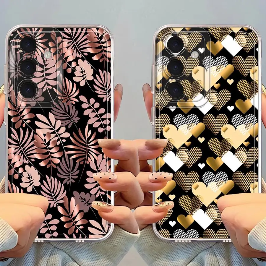 Funda con diseño de flores de Metal para Samsung Galaxy A71 A72 A25 A12 A35 A16 A73 A13 A35 A22 A15 cubierta transparente