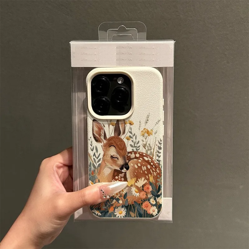 Funda de teléfono de TPU con diseño de ciervo Floral Adorable para iPhone 17 Pro Max 16 Plus 15 14 13 12 11 XS X XR 16E Air cubierta de parachoques a prueba de golpes - imagen 3