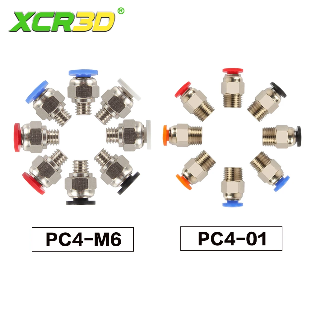XCR3D piezas de impresora 3D PC4-01 accesorios neumáticos rectos adaptador de alimentación V6 4*2 tubo de PTFE de alimentación para Hotend E3D 1,75mm - imagen 2