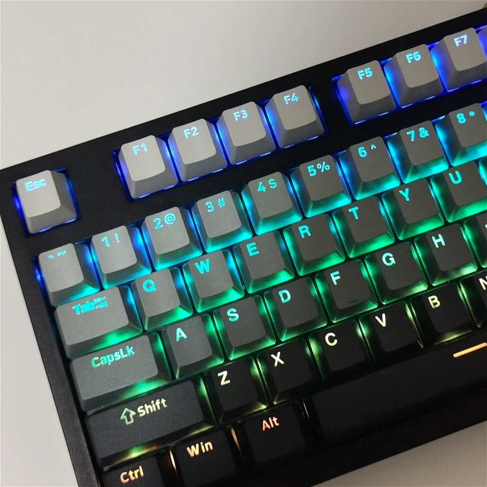 Teclas con gradiente de 134 teclas, OEM PBT, transmisión de luz grabada, personalidad para interruptor Mx, teclas de teclado mecánico con luz LED
