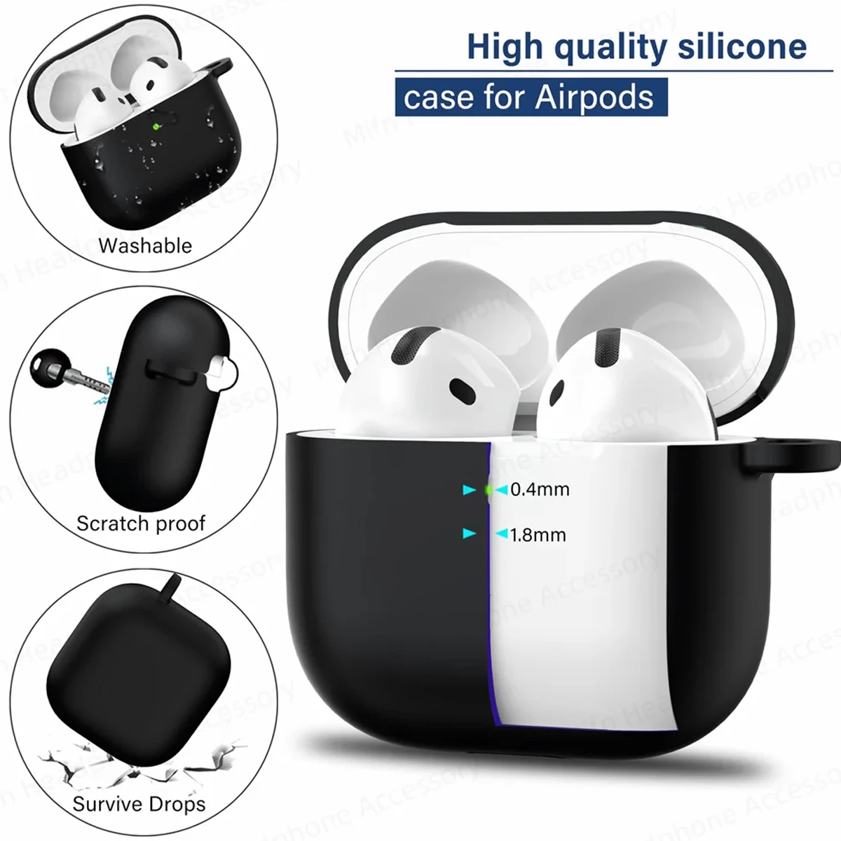 Funda para Airpods de 4. a generación, funda protectora oficial de silicona líquida para auriculares de alta calidad para mujer, funda para auriculares Airpods 4 - imagen 3