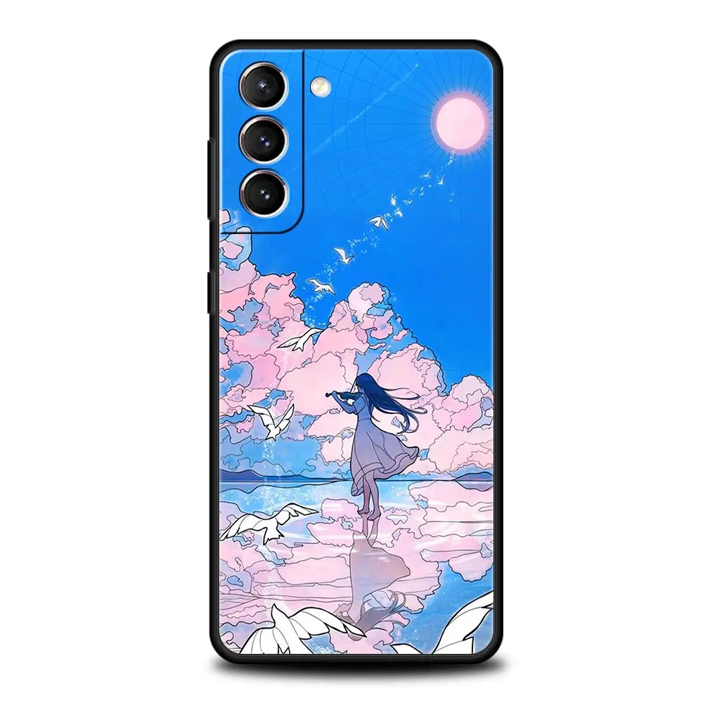 Funda de teléfono para Samsung Galaxy S24 S23 Ultra S22 S21 S20 FE 5G S10 S10E S9 Plus S8 Funda negra suave Funda de verano Sky para - imagen 4