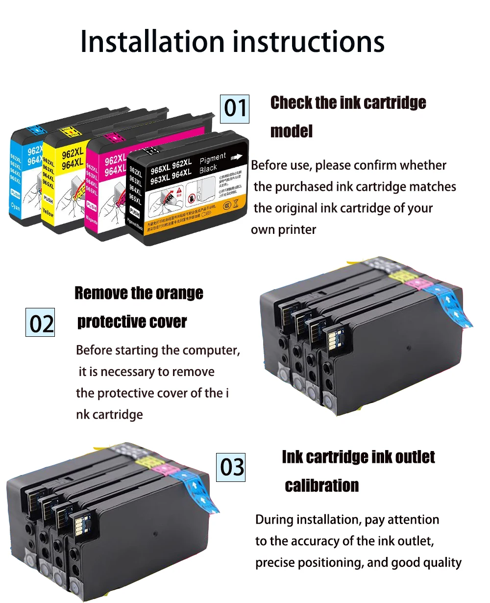 Vilaxh 963XL 962XL 964XL 965XL para cartucho de tinta HP963 HP967 Compatible con impresora HP OfficeJet Pro 9010 9015 9020 9022 9025 - imagen 5