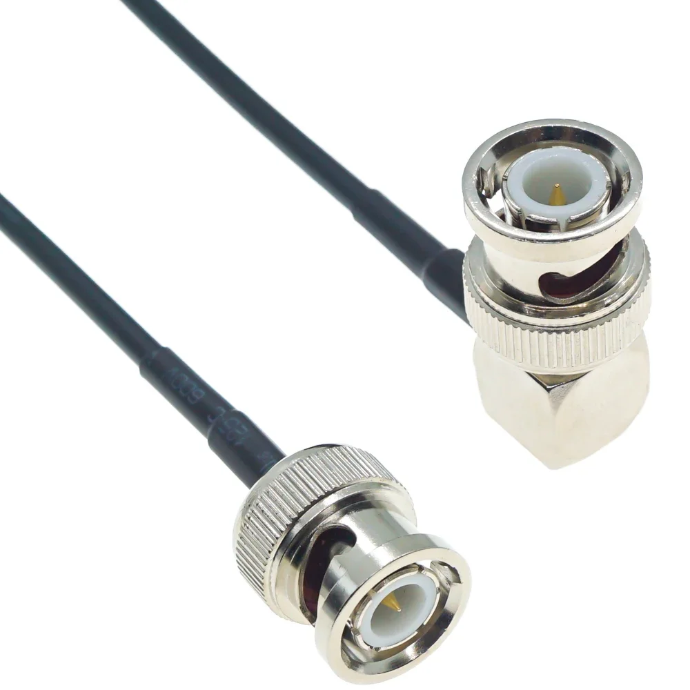 Cable RG174 BNC a BNC macho hembra conector de tuerca conector extensión de ángulo recto RF Coaxial puente Pigtail 1M 5m 10M 15M - imagen 3