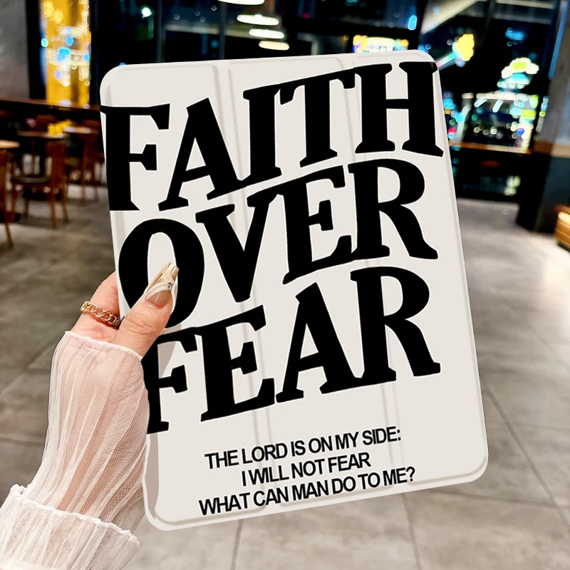 Ins FAITH OVER FEAR Funda para tableta triple para iPad pro 10/11/2020/6th/7th /8th /Air 3rd/Air 4th/9th gen/Air 5th Gen 2022/Air 11