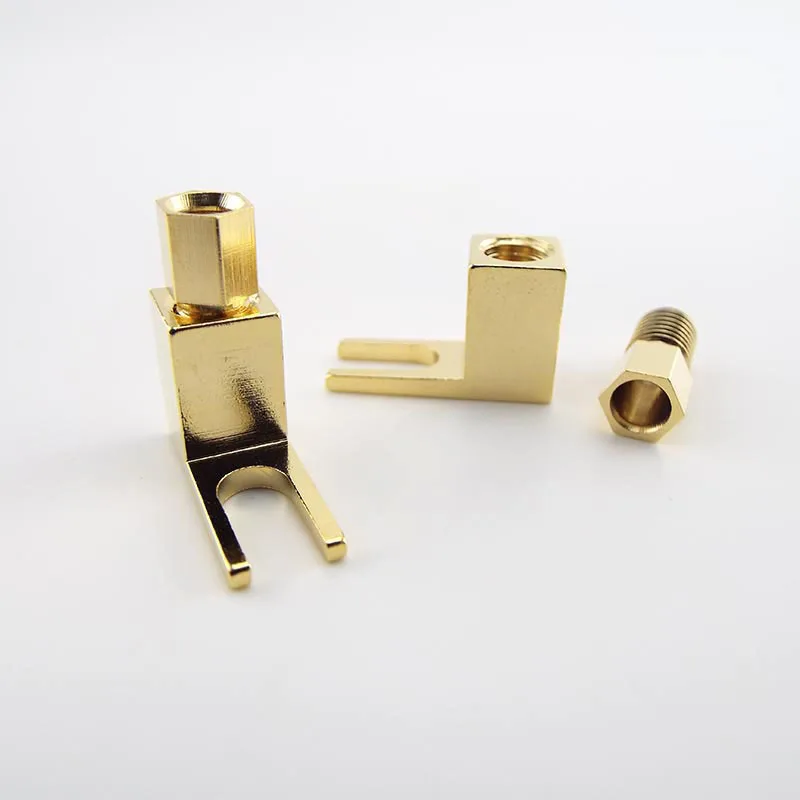 5 uds 4mm conector Banana chapado en oro Cable de altavoz de ángulo recto Y pala para conector de Audio Cable enchufe eléctrico adaptadores Q1 - imagen 3