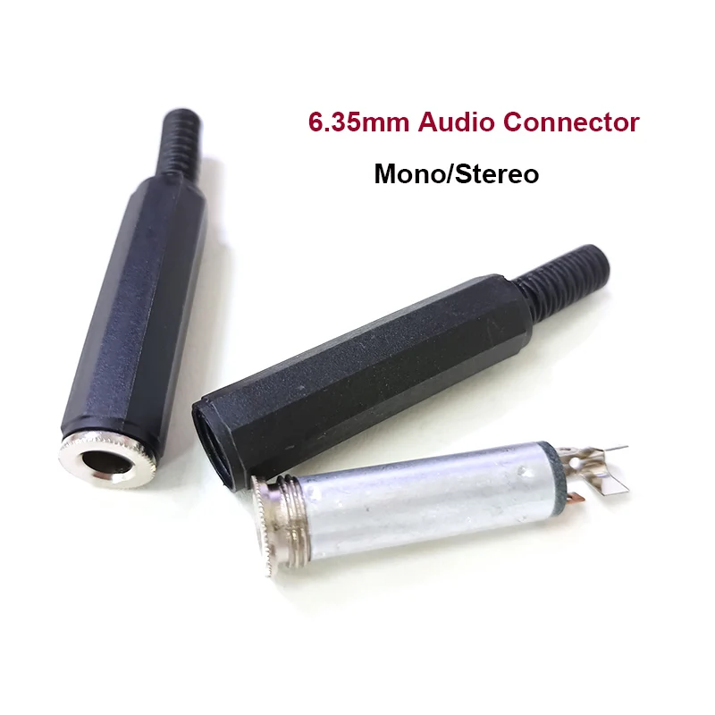 Conector de Audio mono estéreo de 6,35mm, 2 polos, 3 polos, conector hembra de 6,5mm, conector de micrófono de Audio, tipo de soldadura soldado