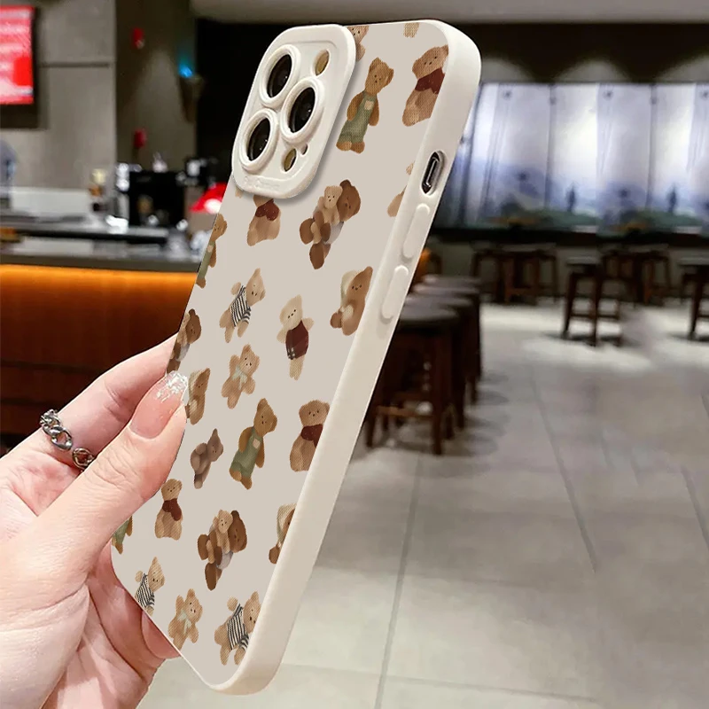 Funda de teléfono con diseño de oso bonito para Xiaomi Redmi 13, 12, 12C, 13C, 14C, Redmi Note 14, 13, 12 Pro Plus, 5G, 12S, 11, 10, funda suave a prueba de golpes - imagen 4