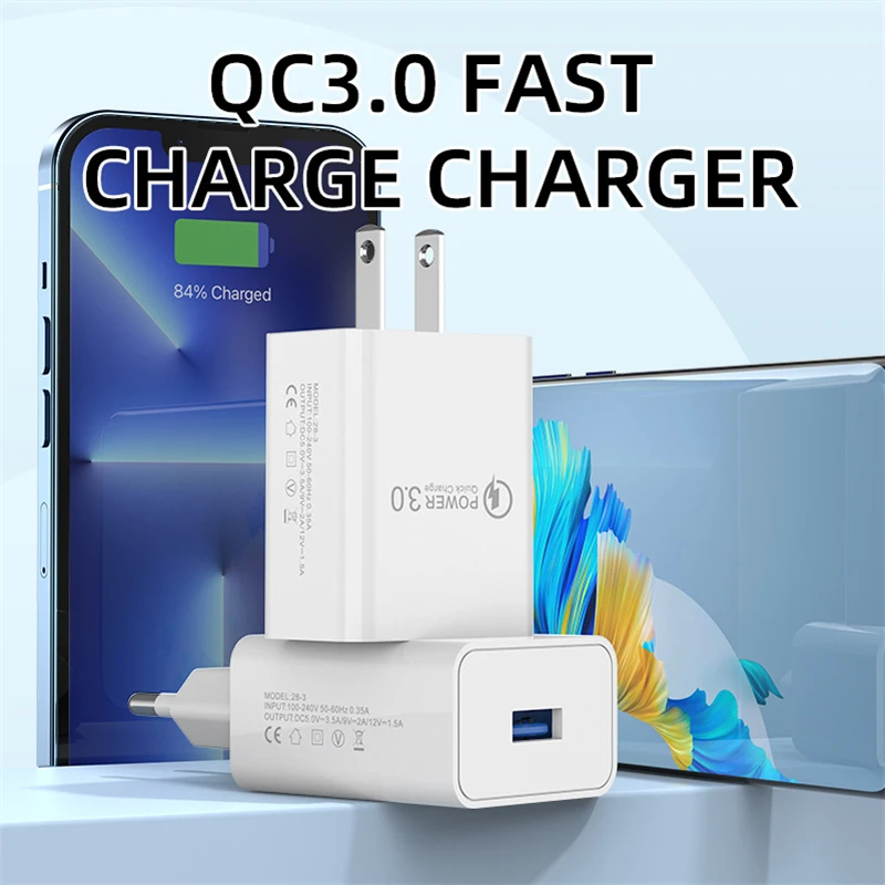 Cargador USB rápido QC3.0 para iPhone 6 7 8 14 Plus X XR XS 11 12 13 Pro Max Samsung Xiaomi Huawei cargador USB de viaje de carga rápida - imagen 4