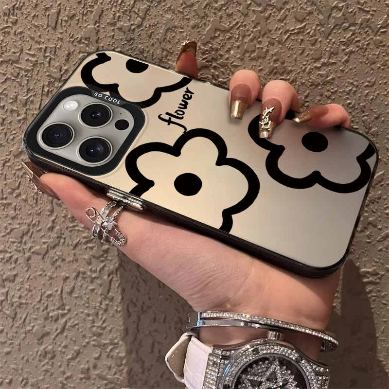 Pintura de flores con líneas negras, funda esmerilada para iPhone 17 Air 16 E 15 14 Plus 13 12 Mini 11 Pro Max, funda de silicona acrílica - imagen 4