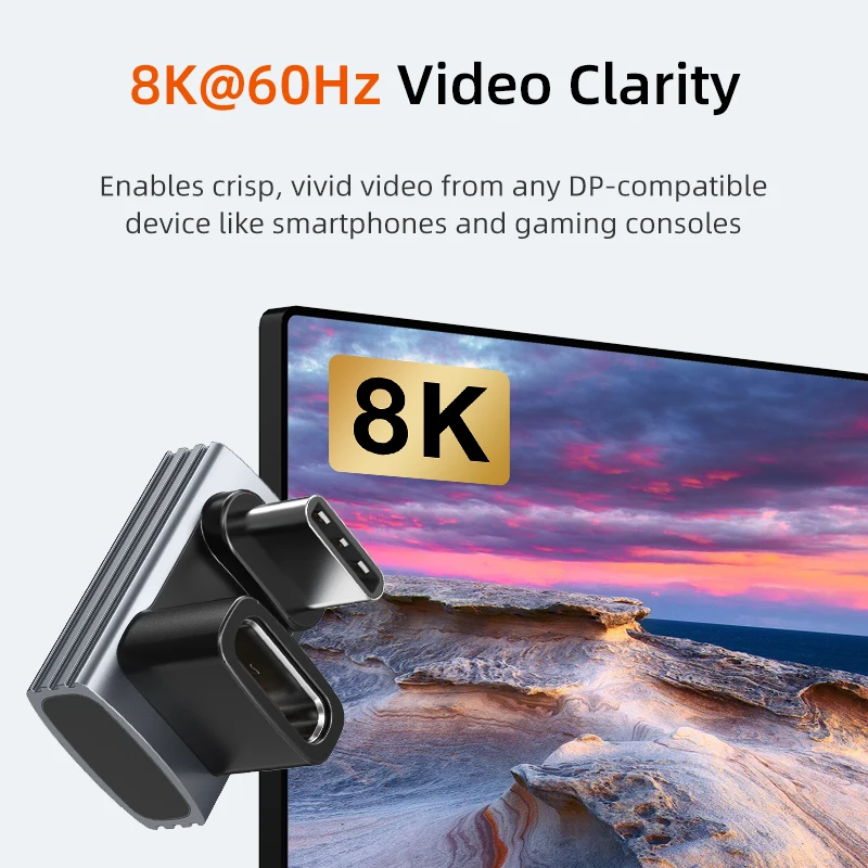 CABLETIME 240W USB C OTG tipo C a C adaptador 8K 60Hz 40Gbps convertidor de 90 grados adaptador USB4 carga rápida para Macbook iphone16 - imagen 5