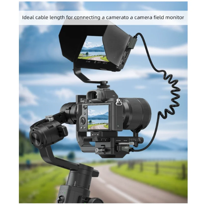 Cable corto HD a Micro HDMI de 90 grados, Cable en espiral HDMI 2,1, 8K @ 60Hz, 48Gbps para cámara/videocámara/HDTV/tableta - imagen 2