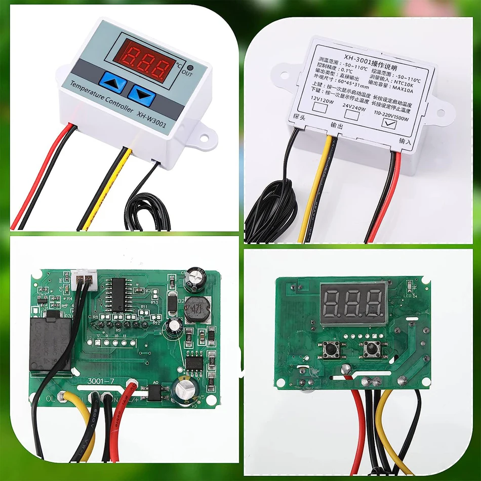 Controlador de temperatura LED Digital W3001, Control de termostato 10A con sonda de Sensor NTC, XH-W3001, 12V, 24V, 110V, 220V - imagen 4